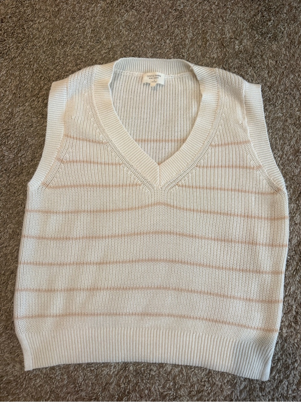 Gentle Fawn Cream and Tan Striped V-Neck Sweater Vest